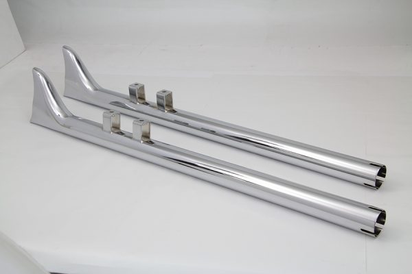 WYATT GATLING Chrome 36 in. Straight Fishtail Slip-On Mufflers - 30-0437