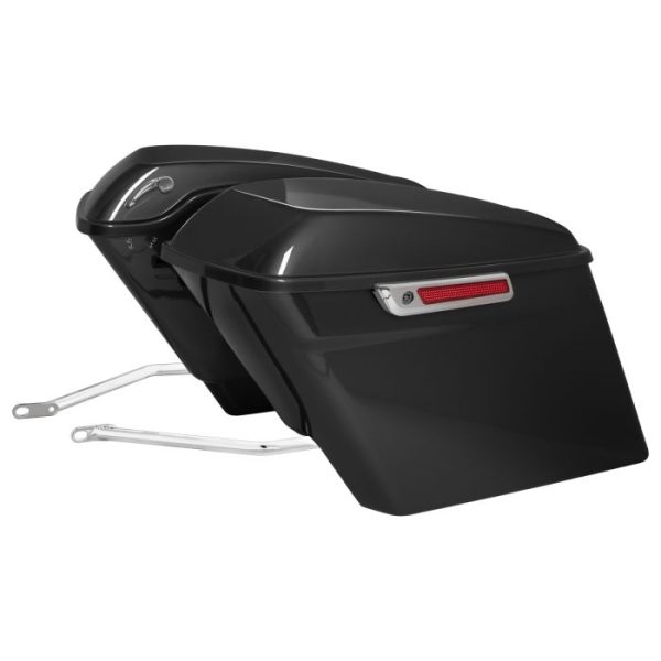 HOGWORKZ Vivid Black Softail Stretched Saddlebag Conversion Kit w/ Chrome Hardware - HW167220